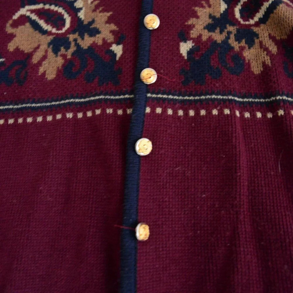 Vintage TanJay Maroon Button Up Cardigan Knit  Sweater Size Large - Picture 7 of 12
